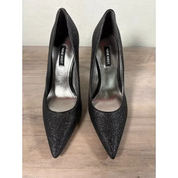 Nine West Ezra Black Glitter Women's 4" Heel Pumps Size 7.5 NWOB - Picture 4 of 7
